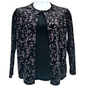 Women's Notations Double Layer Glittery Sparkly Velvet Velour Shirt Blouse‎ Sz L